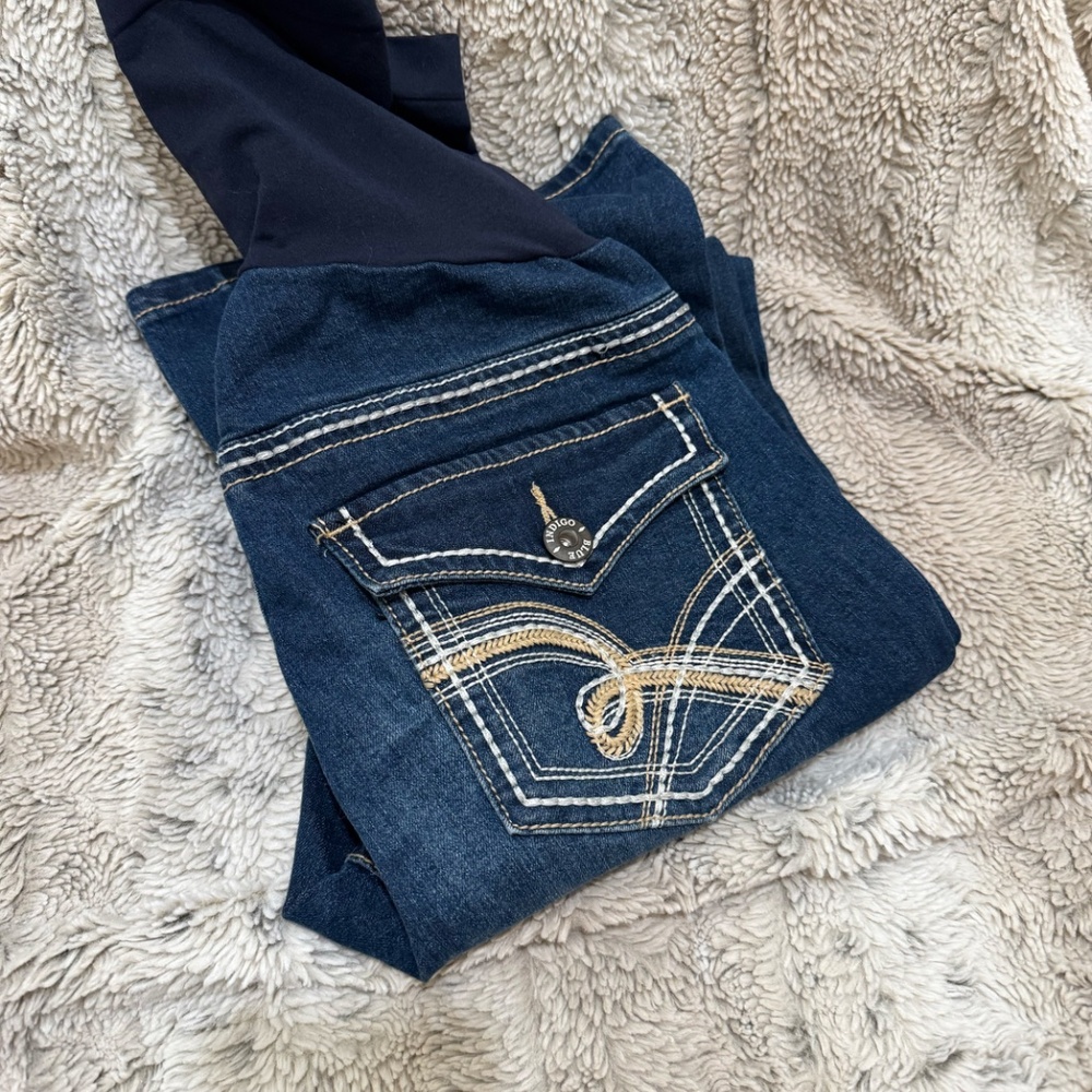 Maternity Indigo Blue Flare/Bootcut Jeans size XS - Picture 2 of 5